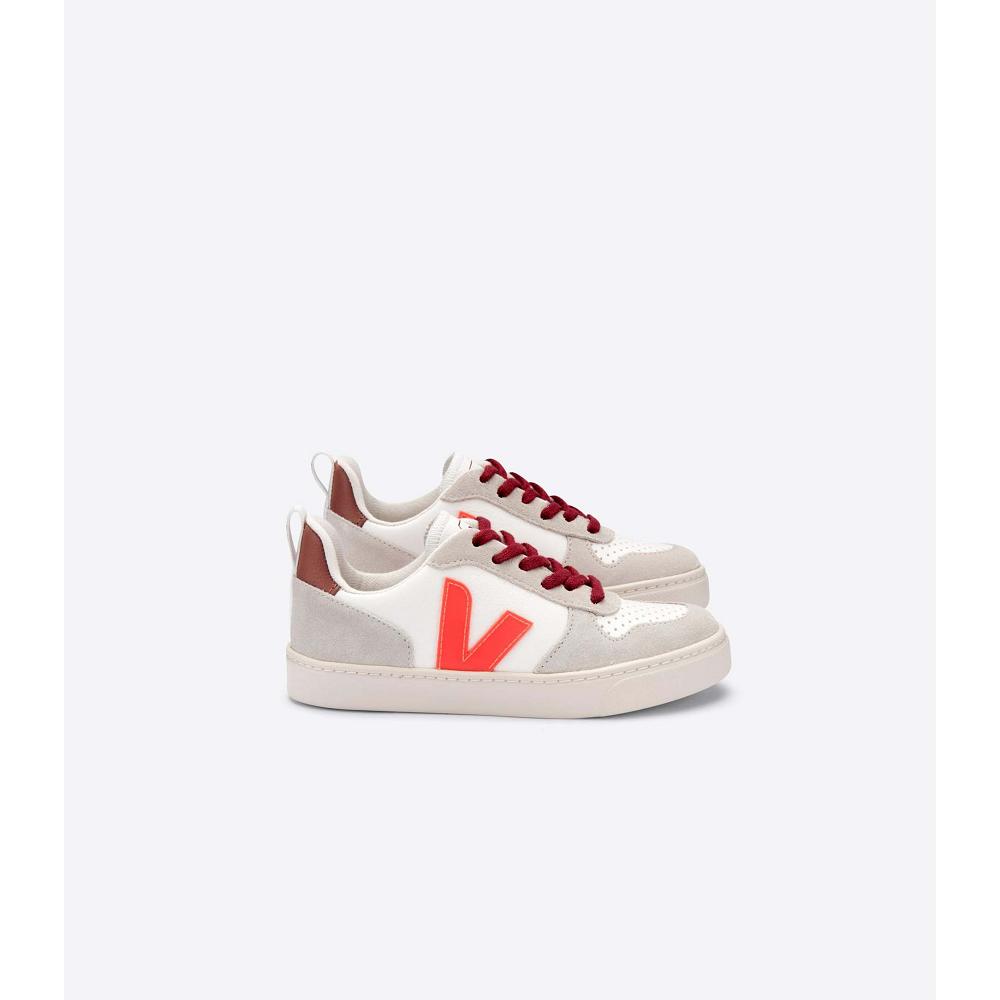 Veja V-10 BONTON Joggesko Barn White/Orange | NO 838UZG